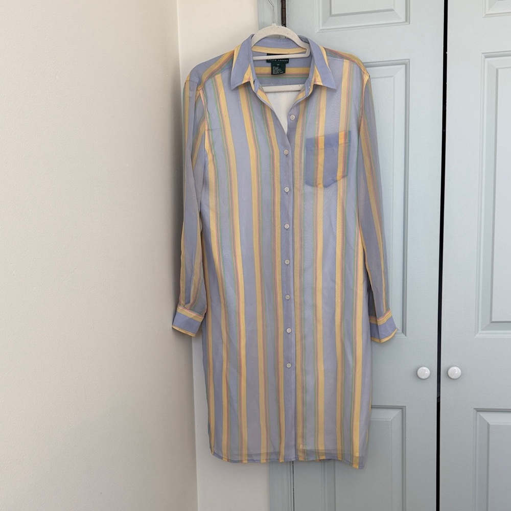 Ralph Lauren Women's Stripe Silk Shirt Dress - 12